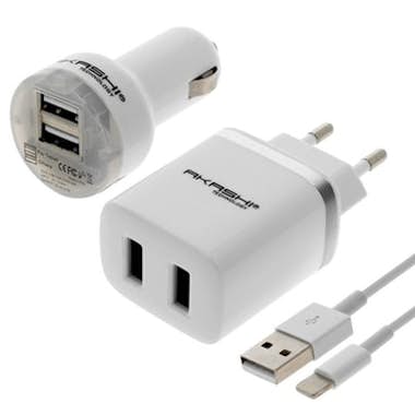 Akashi Cargador 2x USB + cargador coche 2.1A 2x USB + Cab Akashi Cargador 2x USB + cargador coche 2.1A 2x USB + Cab