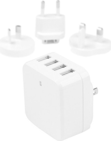 StarTech.com Cargador de Pared USB de 4 Puertos - para Viajes Internacionales - 34W/6,8A - Blanco