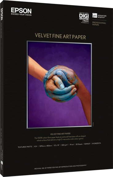 Epson Velvet Fine Art Paper, A3+, 260 g/m², 20 hojas