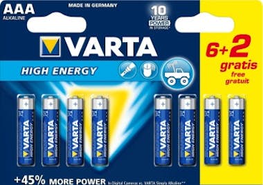 Varta Varta High Energy AAA 6+2pcs batería no-recargable