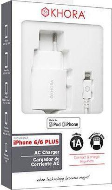 Khora AC Charger Lightning 1A Blanco iPhone 6 khora