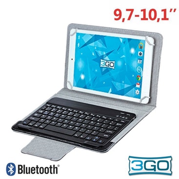 3GO Funda Ebook Tablet 10 pulgadas Universal Negro + Teclado Bluetooth