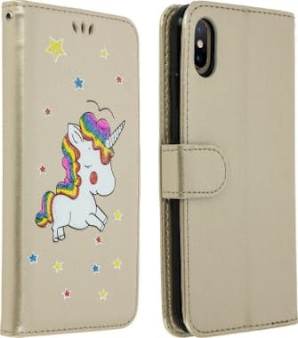 Avizar Funda iPhone XS Max libro billetera Unicornio - Or