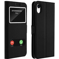 Funda Iphone Xr Libro Con Doble Ventana Carcasa De Silicona - Negra