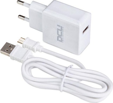 DCU Tecnologic Cargador Blanco de Pared 2.4A con Cable microUSB