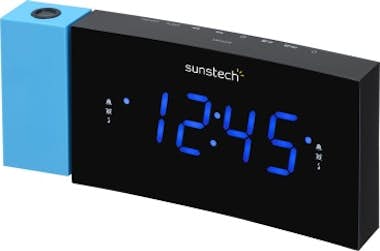 Radio Despertador Sunstech frdp3bl led 1.2 azul usb fm negro frdp3 alarma dual 10 presintonías con proyector horario carga sleep y color