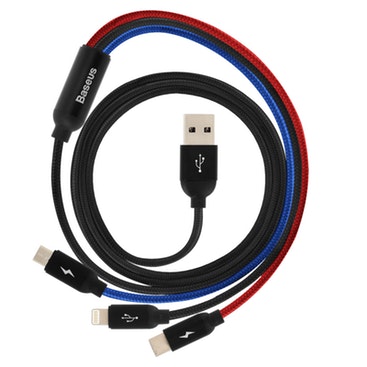 Baseus Cable USB 3 en 1 Micro-USB/Lightning/USB-C 3.1A Th