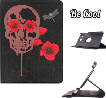 Becool Funda Tipo libro para samsung galaxy tab 7.0 2016 carcasa giratoria 360 grados con soporte diseño calavera