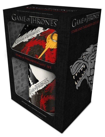 Merchandising Sherwood Game of thrones caja regalo stark targaryen gift box and got mug coaster keychain set de juego tronos y pack taza llavero posavasos targayen paladone