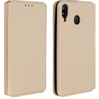 Funda Samsung Galaxy M20 Libro Billetera F. Soporte - Oro