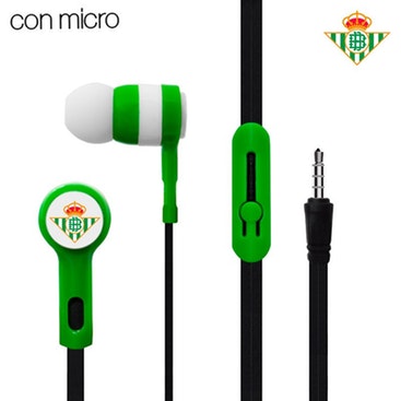 Real Betis Balompié Auriculares 3,5 mm Stereo Licencia Futbol Real Betis