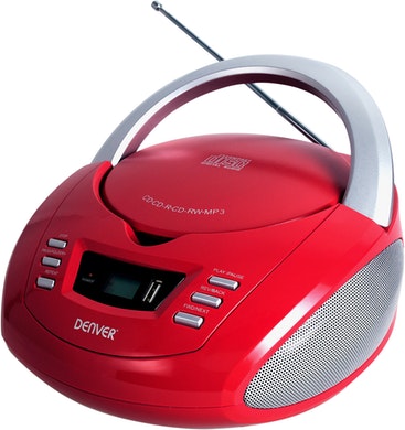 Denver Electronics TCU-211RED reproductor de CD Reproductor de CD portátil Rojo, Plata