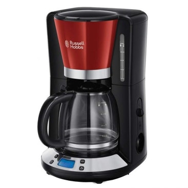 Russell Hobbs Colours Plus+ Independiente Negro, Rojo 1,25 L 10 tazas Totalmente automática