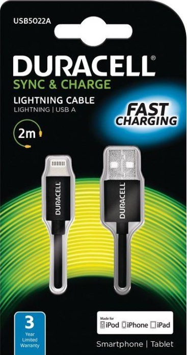 Duracell Duracell 2m USB - Lightning 2m USB A Lightning Neg