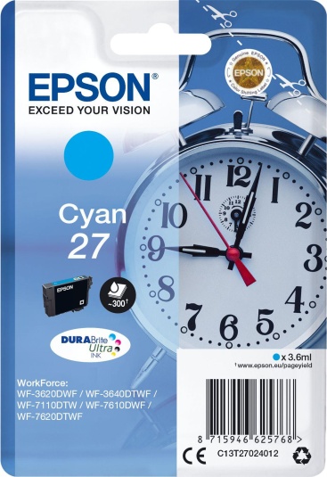 Epson Singlepack Cyan 27 DURABrite Ultra Ink