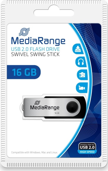 MEDIARANGE MediaRange MR910 16GB USB 2.0 Capacity Negro, Plat