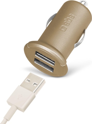 SBS TECAR2USB2AG cargador de dispositivo móvil Auto Oro