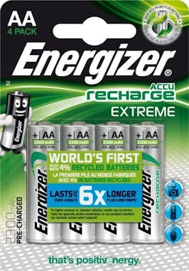 Energizer Recargables Pack de 4 pilas aa 2300 mah precargada para dispositivos uso frecuente y cientos egz41689 hr6 nimh 12v extreme bp4 accu recharge 2300mah