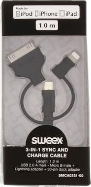 Sweex Sweex USB 2.0 / Micro-USB + Lightning + 30-pin, 1