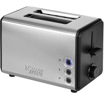 Bomann TA 1371 CB tostadora 2 rebanada(s) Negro, Acero inoxidable 850 W