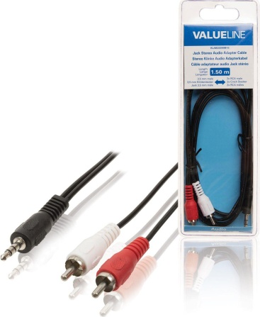 Cable Adaptador De audio jack est�reo 3.5 mm macho 2 rca 1.50 en valueline vlab22200b15 1.5m 3.5mm 15 1.5 35mm