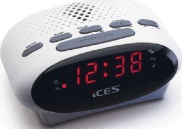 Radio Ices Icr210 reloj color blanco led fm pll despertador white reacondicionado a+