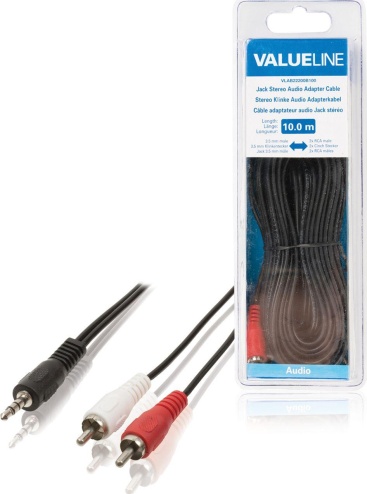 Valueline Valueline VLAB22200B100 10m 3.5mm 2 x RCA Negro, R