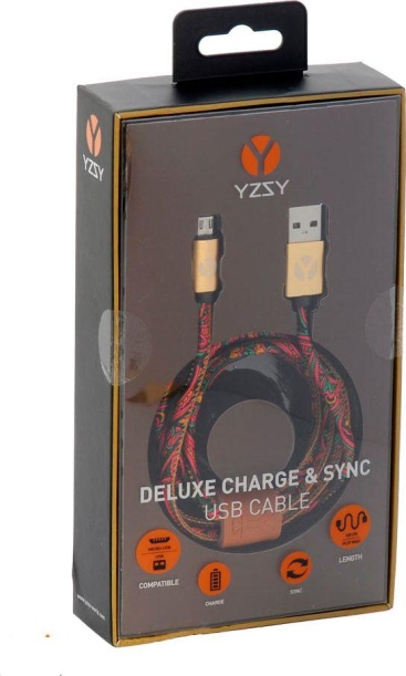 Cable USB a MicroUSB - YZSY Deluxe Red Paisley 1m