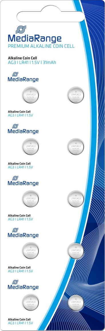 Ag3 1.5v Pila alcalina de mediarange mrbat117 pack 10 lr41 batería