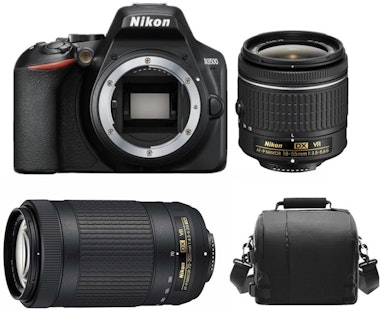Comprar Nikon NIKON D3500 KIT AF-P 18-55mm F3.5-5.6G VR + AF-P DX 70-300MM  F4.5-6.3G ED VR DX + Bolsa para camara | Phone House
