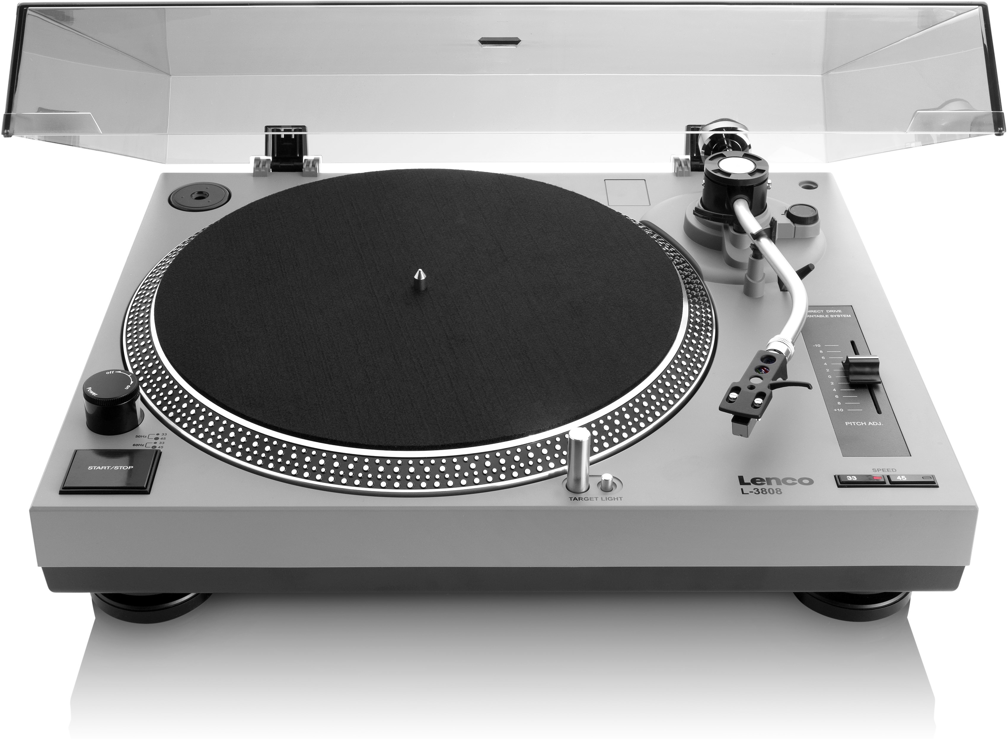 Lenco L3808 Tocadiscos de directa negro gris 3345 rpm corriente alterna 11 536