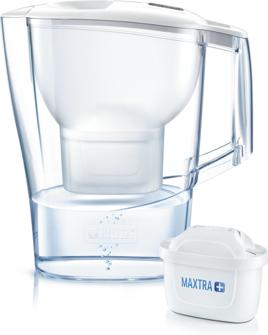 Jarra De Agua con filtro aluna 1 maxtra+ brita blanca cartucho que reduce la cal y el cloro para un sabor color 2.4 litros purificadora 24