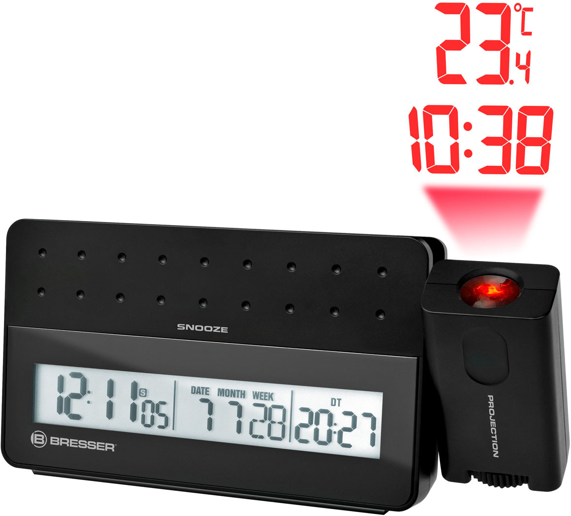 Reloj Despertador Con proyector mytime bresser color negro radio optics
