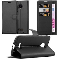 Funda Libro Para Motorola Moto Z Force En Negro Fantasma - Cubierta Proteccion Con Cierre Magnetico, Tarjetero Y Funcion De Suporte - Etui Case Cover Carcasa