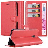 Funda Libro Para Alcatel 1C 2019 En Rojo Carmin - Cubierta Proteccion Con Cierre Magnetico, Tarjetero Y Funcion De Suporte - Etui Case Cover Carcasa