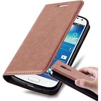 Funda Libro Para Samsung Galaxy S4 Mini En Marron Capuchino - Cubierta Proteccion Con Cierre Magnetico, Tarjetero Y Funcion De Suporte - Etui Case Cover Carcasa