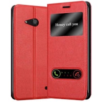 Funda Libro Para Nokia Lumia 550 En Rojo Azrafan - Cubierta Proteccion Con Cierre Magnetico, Funcion De Suporte Y 2 Ventanas- Etui Case Cover Carcasa