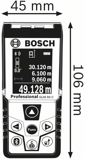 Bosch 0 601 072 C00 telémetro Medidor láser de distancias Negro, Azul 50 m