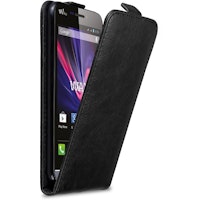 Funda Para Wiko Wax In Negro De Caviar - Cubierta Proteccion Estilo Flip De Cuero Sintetico Liso - Etui Case Cover Carcasa