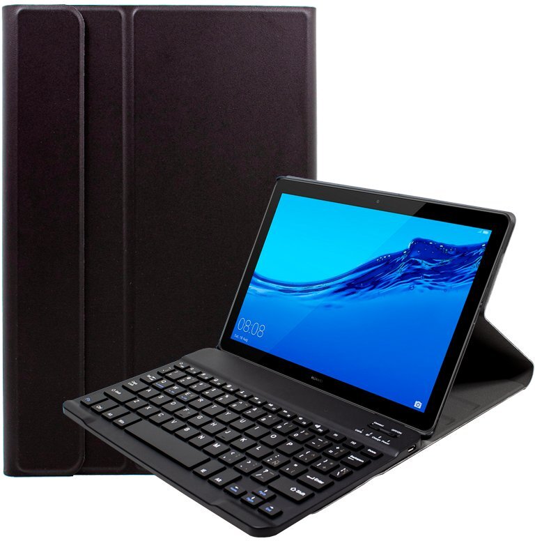 Cool Funda Huawei Mediapad T5 Polipiel Liso Negro Teclado Bluetooth 10.1 Pulg
