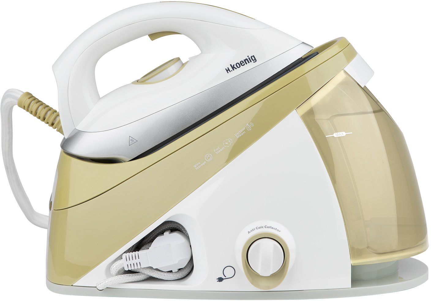 H.Koenig v28 2400 W 1,1 L Suela de cerámica Oro, Blanco