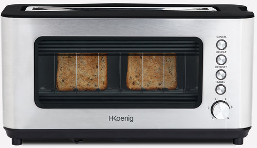 H.Koenig VIEW7 tostadora 2 rebanada(s) Negro, Acero inoxidable 1200 W