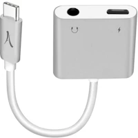 Adaptador USB-C a USB-C + Jack 3.5mm Hembra Audio y Carga - Plata