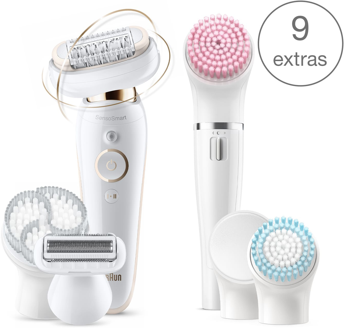 Braun Silk-épil 9 Flex 9100 BS 40 pinzas Oro, Blanco