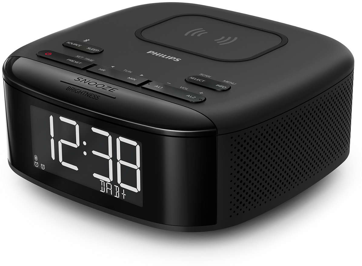 Philips R770510 Radiodespertador dab+fm bluetooth alarma dual temporizador sincronización la hora despertador tar7705 tar770510 reloj y digital negro bt cargador inalambrico qi