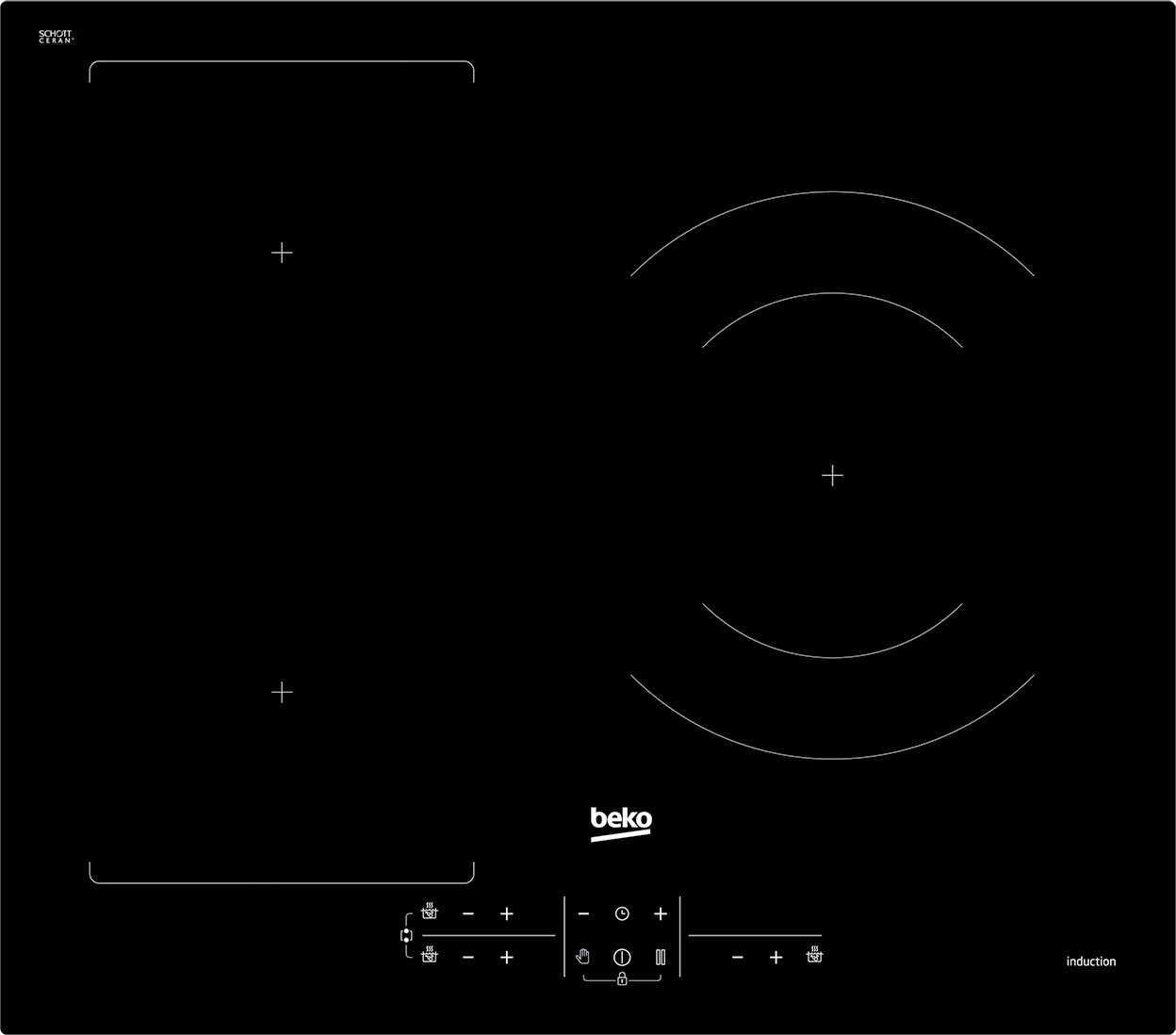 Beko HII63201FMT: 60cm Inducción Placa (3 zonas de Indu