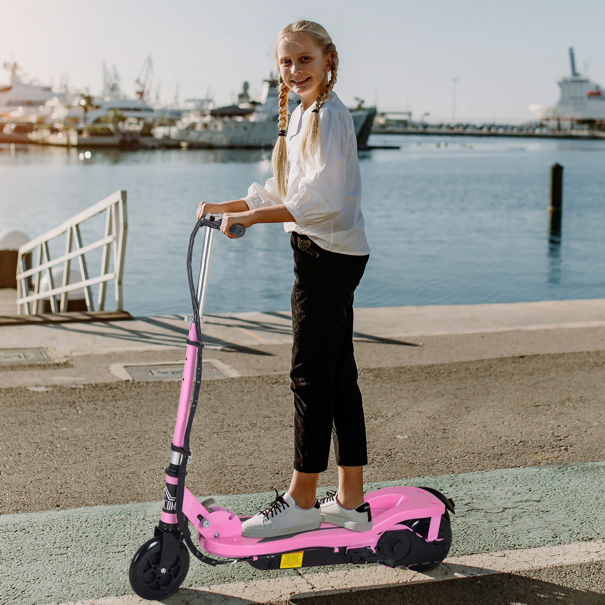 HOMCOM Patinete Eléctrico Altura Ajustable Scooter Eléctr