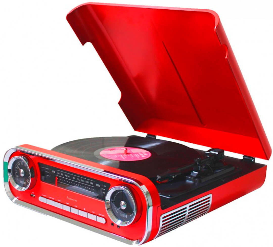 Lauson 01Tt17 Rojo Tocadiscos Vintage 3 Velocidades Bluet