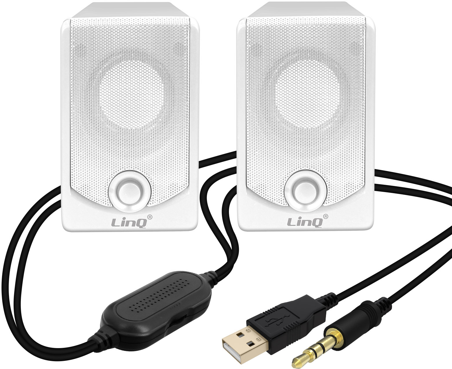 LinQ Altavoz Cable Jack 3,5mm 3W x 2 A2033 Blanco