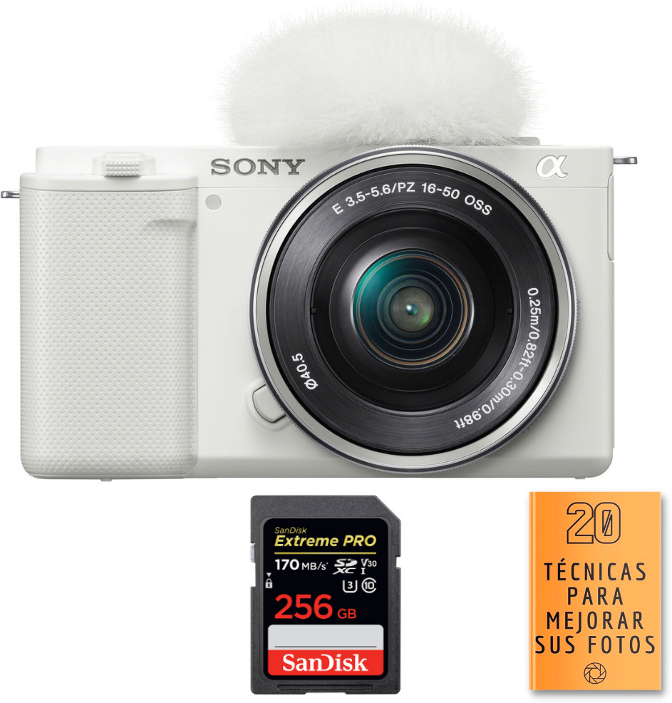 Sony ZV-E10 + 16-50mm Blanco + 1 SanDisk 256GB Extreme